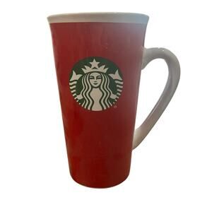 Starbucks Coffee 2017 Red & White Travel Mug with Green Mermaid & Handle14.3oz